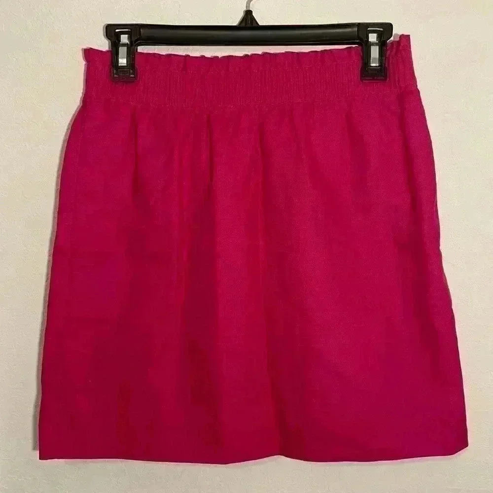 J Crew Linen Blend Pink Preppy Skirt Womens Size 2